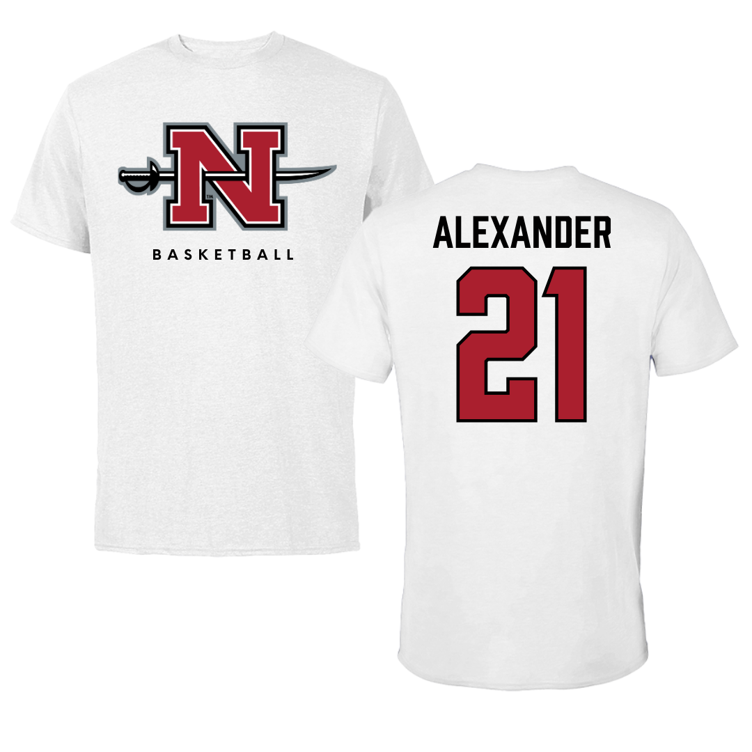 Nicholls State University Basketball White Tee  - #21 Lexi Alexander