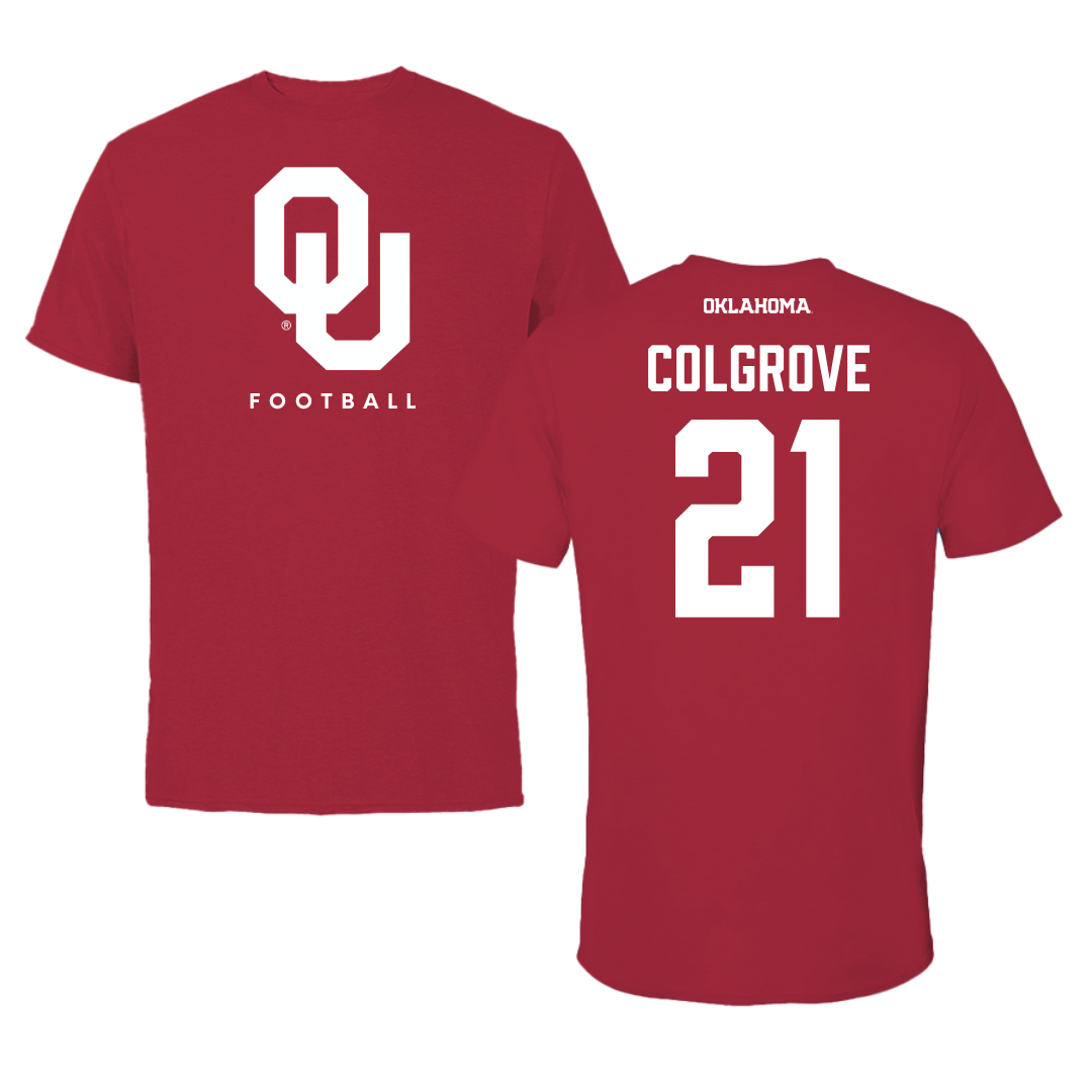University of Oklahoma Football Crimson Tee  - #21 Braylon Colgrove