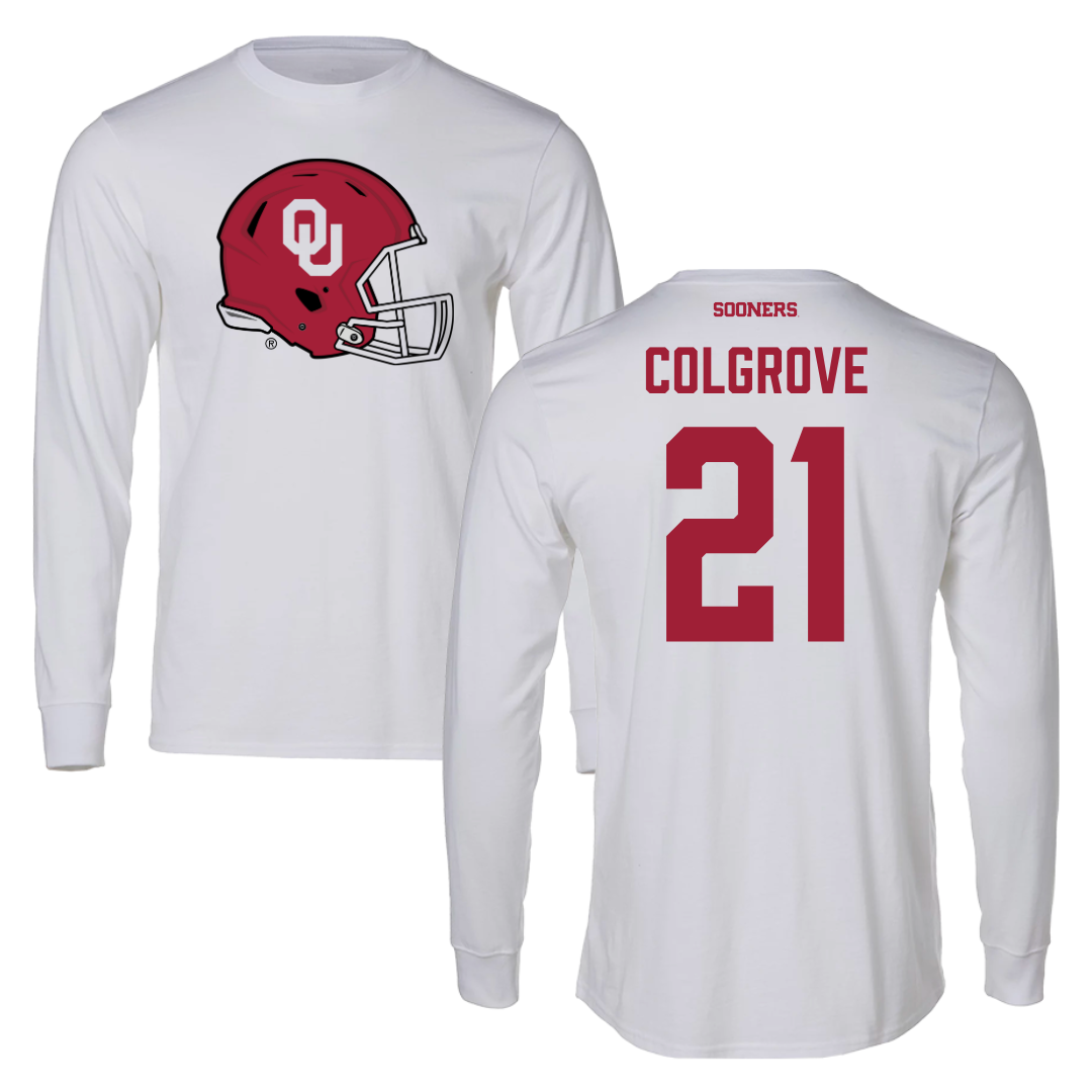 University of Oklahoma Football White Long Sleeve  - #21 Braylon Colgrove