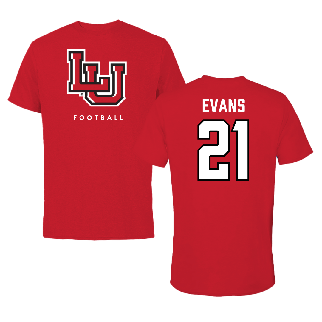 Lamar University Football Red Tee  - #21 Jamarion Evans