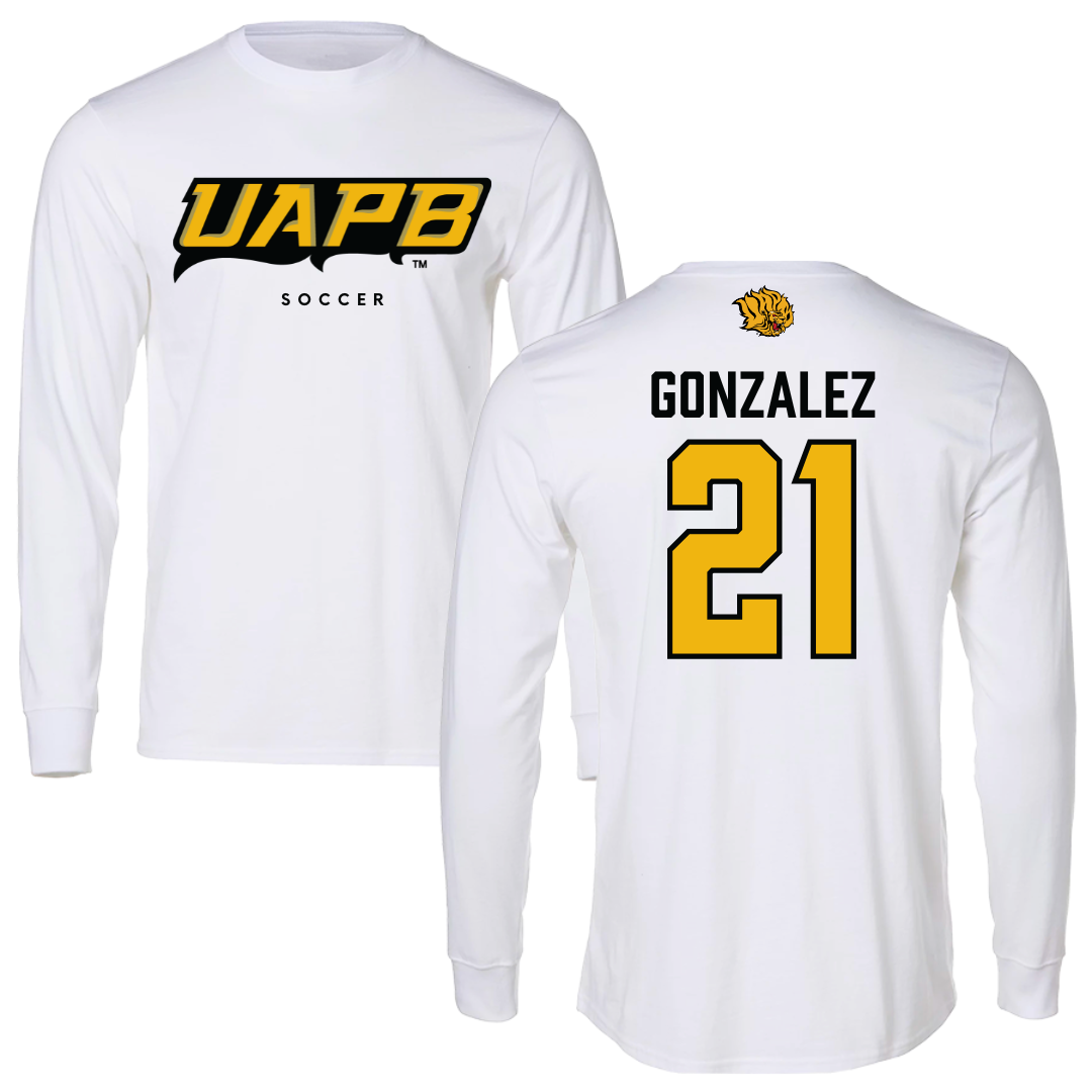 University of Arkansas-Pine Bluff Soccer White Long Sleeve  - #21 Brooke Gonzalez