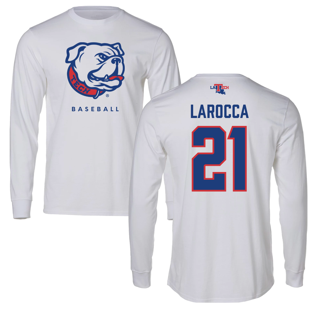 Louisiana Tech University Baseball White Long Sleeve  - #21 Jake LaRocca