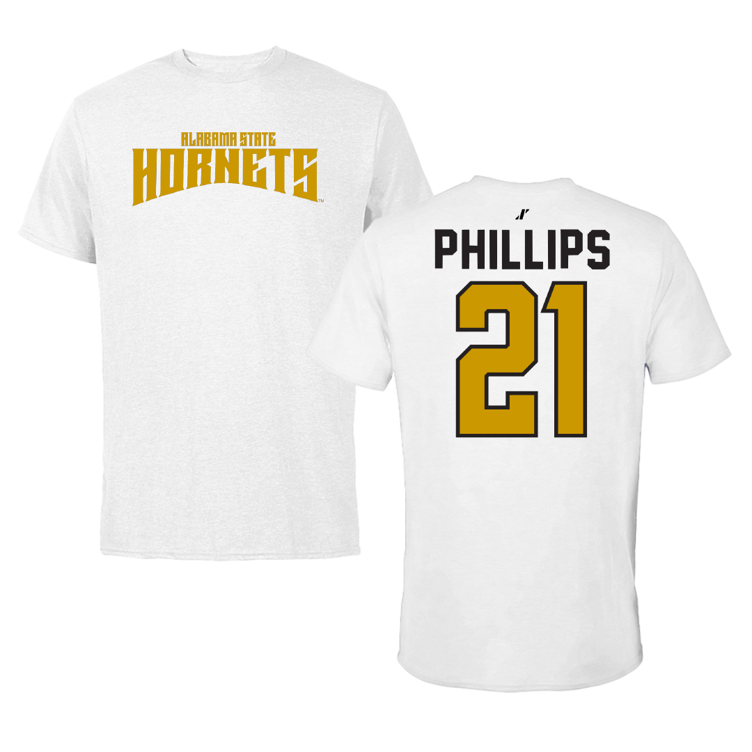Alabama State University Football White Classic Tee - #21 Tre Phillips