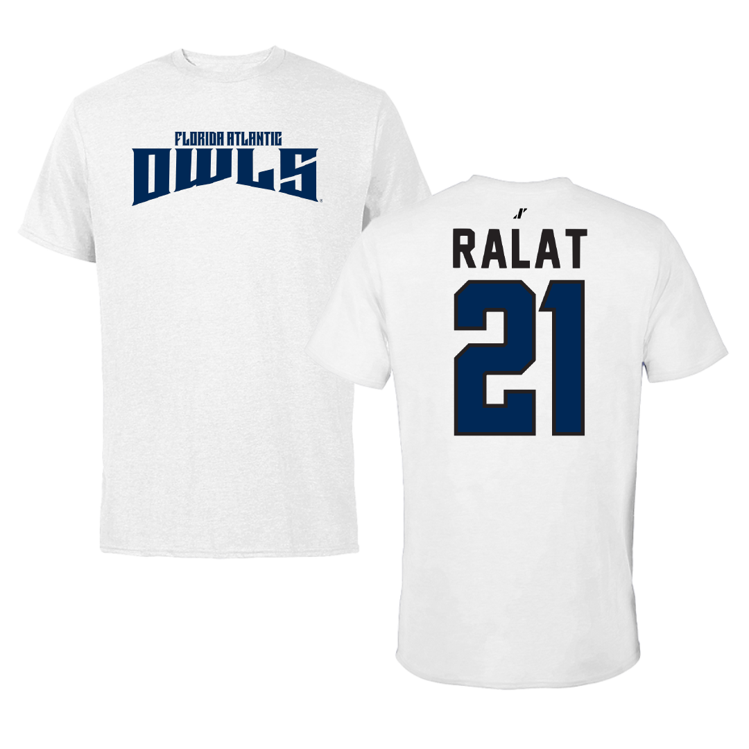Florida Atlantic University Basketball White Classic Tee - #21 Alejandro Ralat