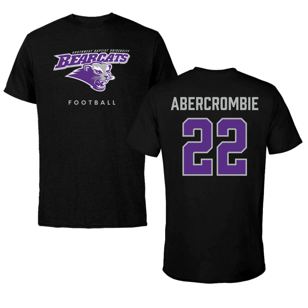 Southwest Baptist University Football Black Tee  - #22 Jordan Abercrombie