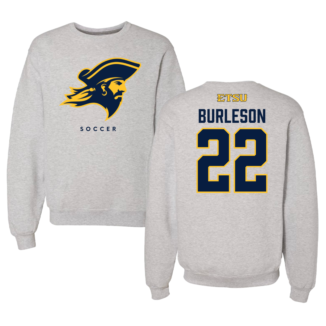 East Tennessee State University Soccer Gray Crewneck  - #22 Megan Burleson