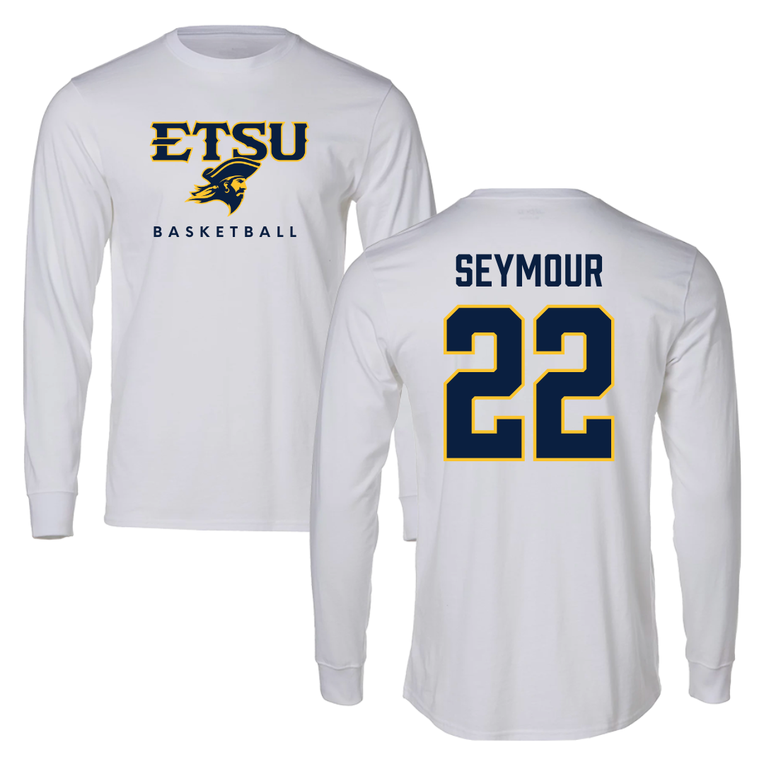East Tennessee State University Basketball White Long Sleeve  - #22 Jaden Seymour