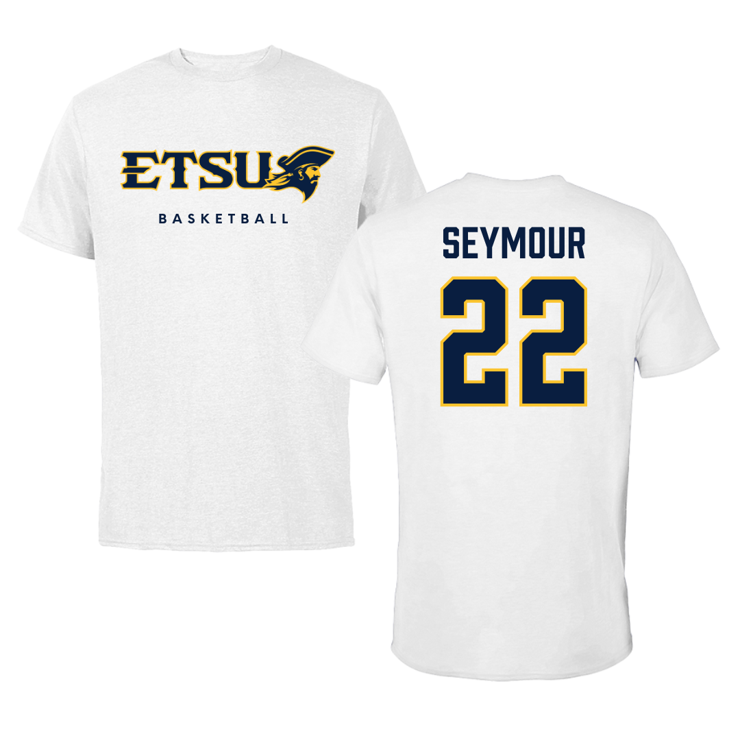 East Tennessee State University Basketball White Tee  - #22 Jaden Seymour