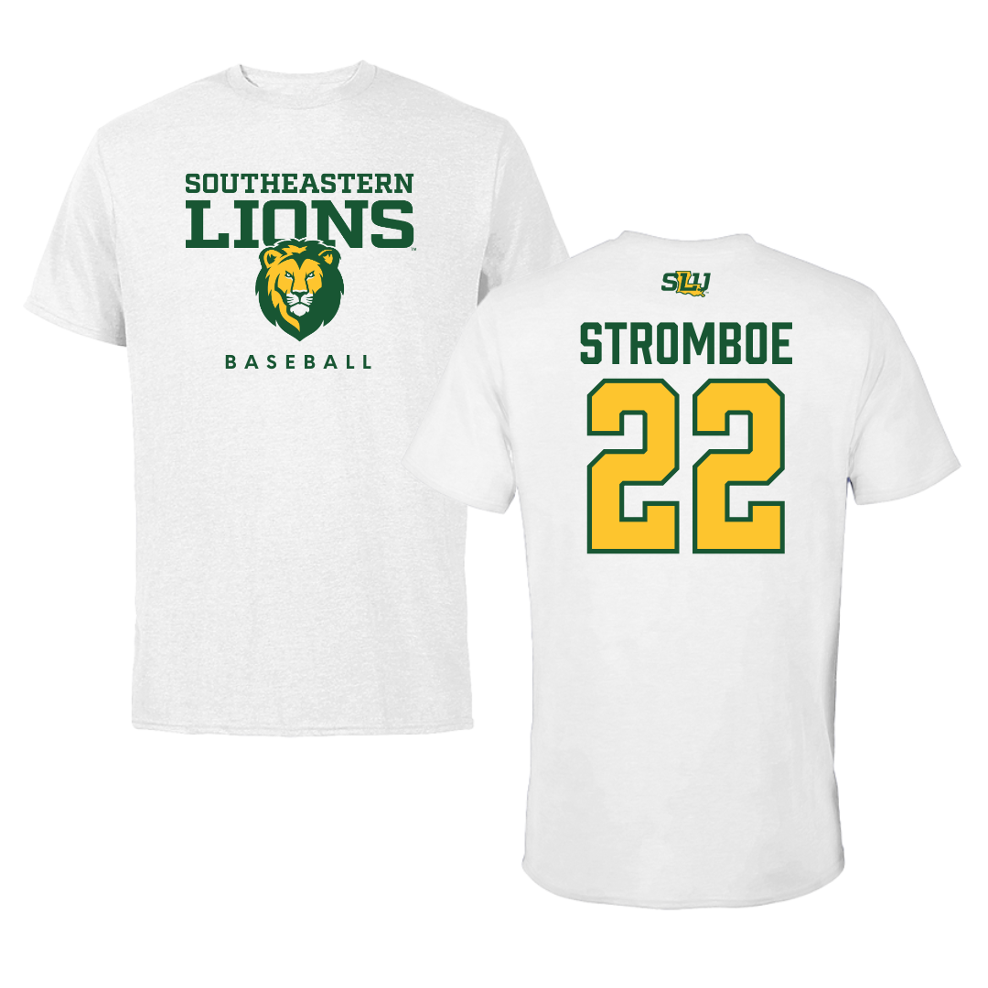 Southeastern Louisiana University Baseball White Tee  - #22 Cole Stromboe