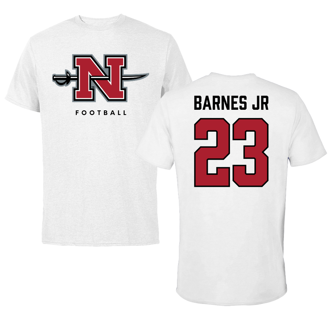 Nicholls State University Football White Tee  - #23 Jason Barnes Jr