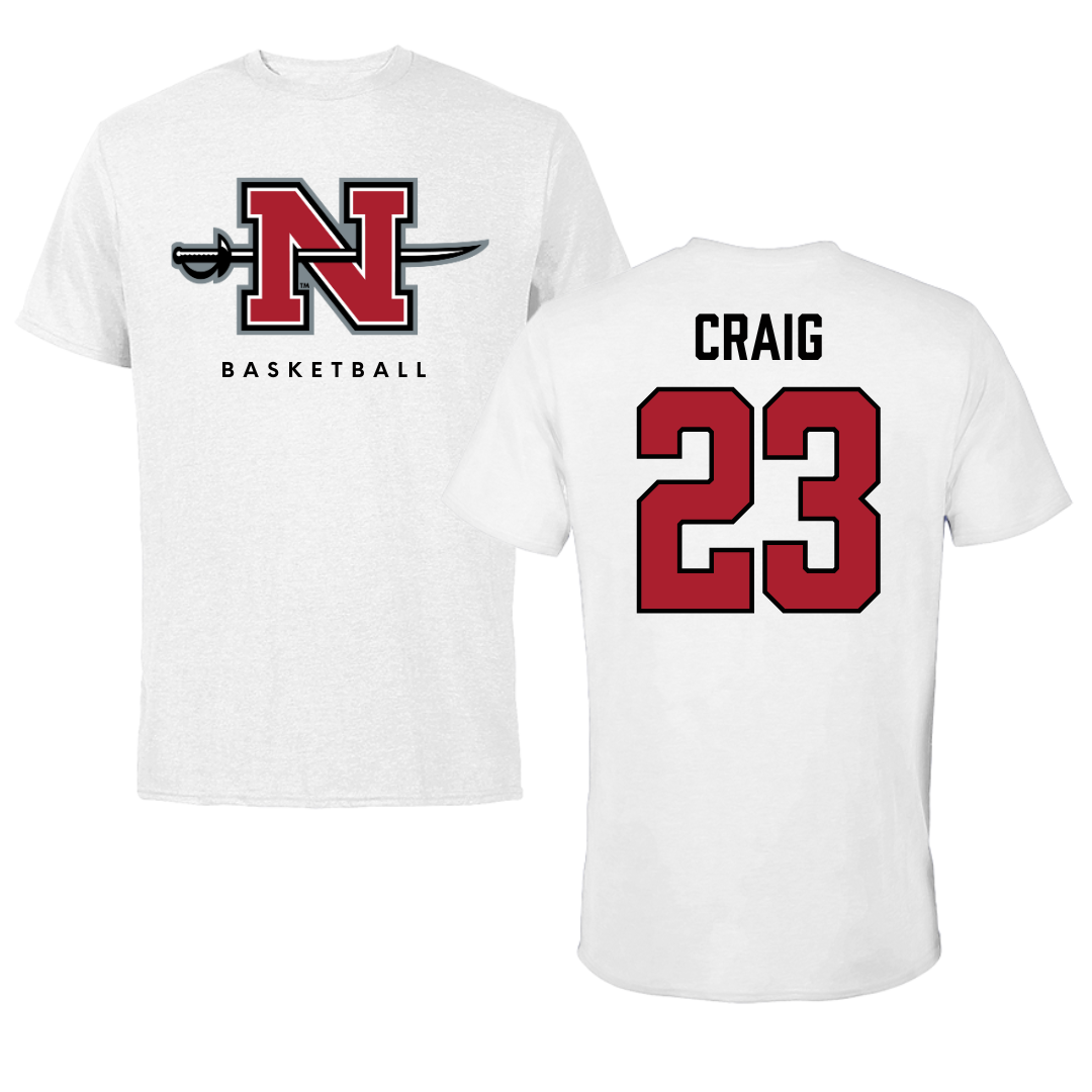 Nicholls State University Basketball White Tee  - #23 Daelyn Craig