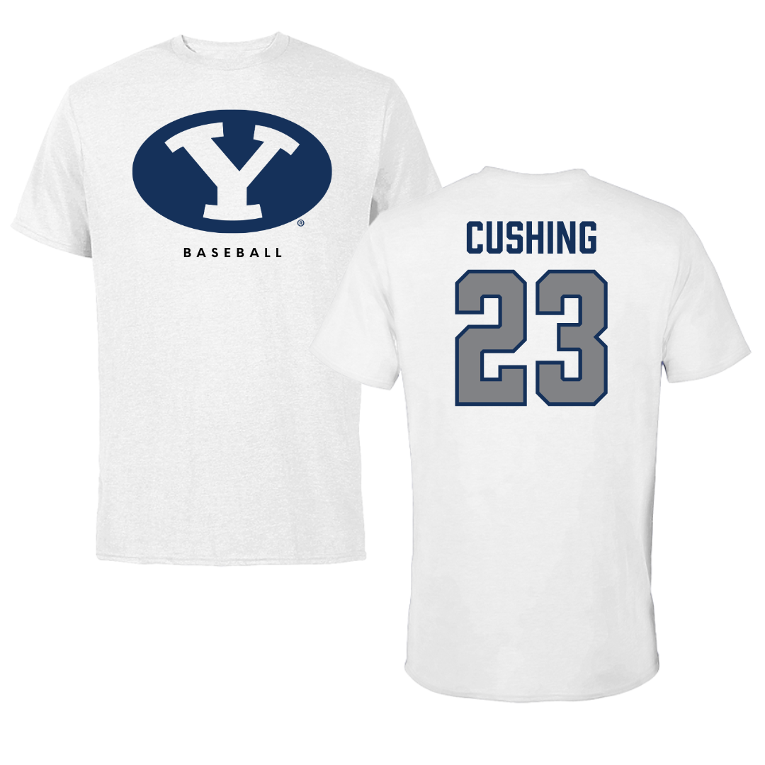 Brigham Young University Baseball White Tee  - #23 Stone Cushing