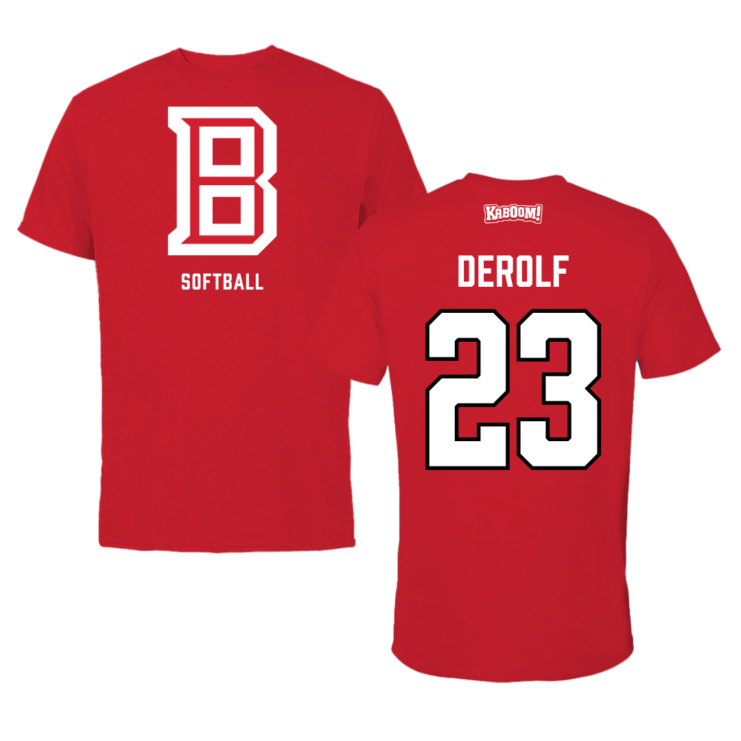 Bradley University Softball Red Block Tee - #23 Lauren DeRolf