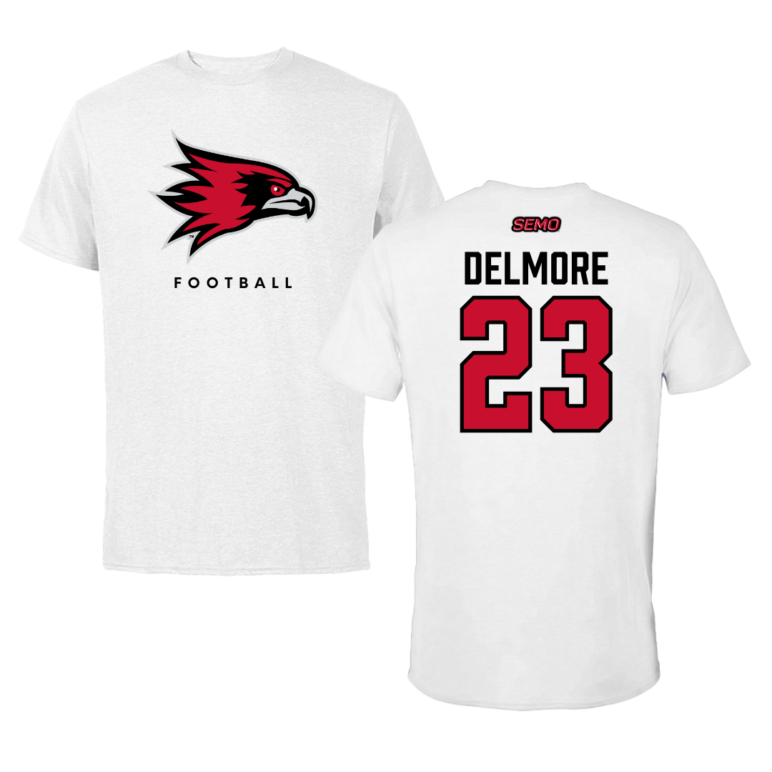 Southeast Missouri State University Football White Tee  - #23 DJ Delmore