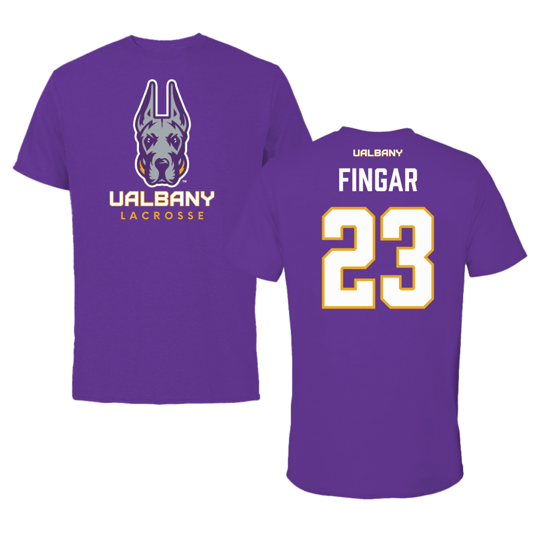 University at Albany Lacrosse Purple Tee  - #23 Conner Fingar