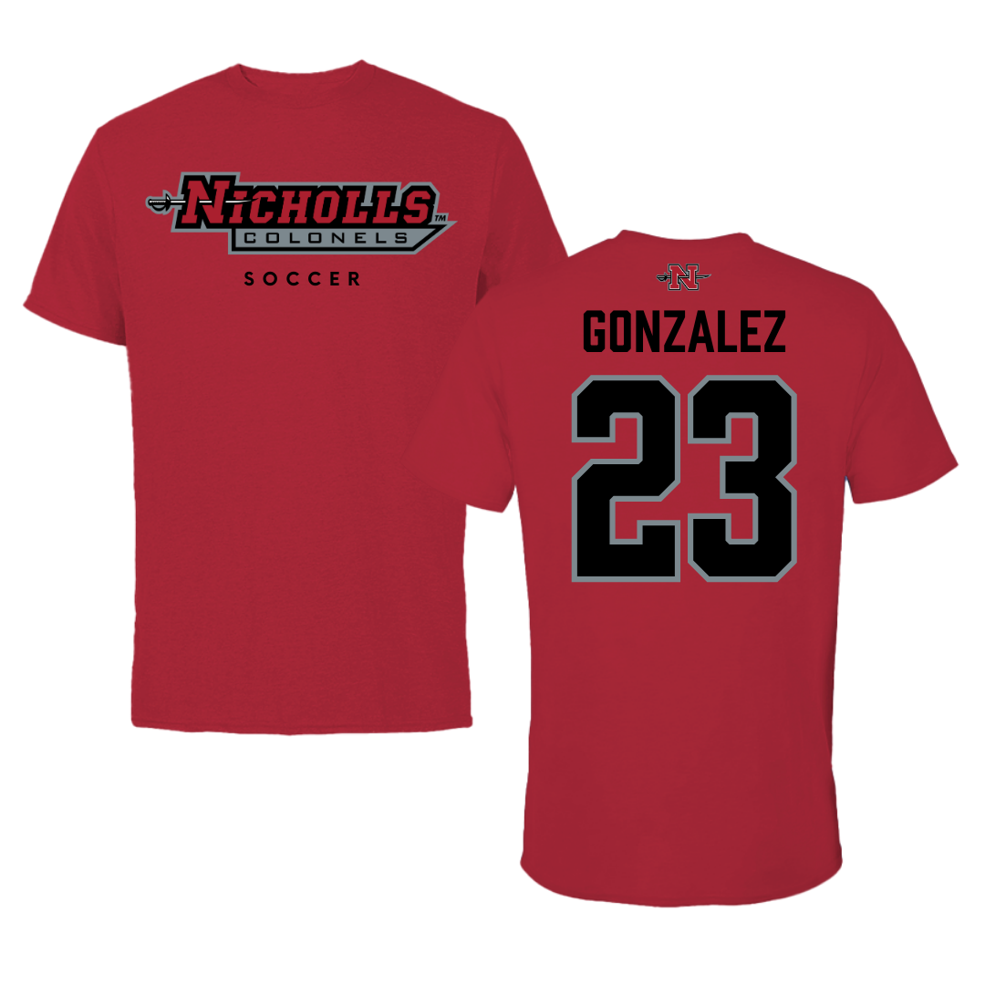 Nicholls State University Soccer Red Tee  - #23 Hanah Gonzalez