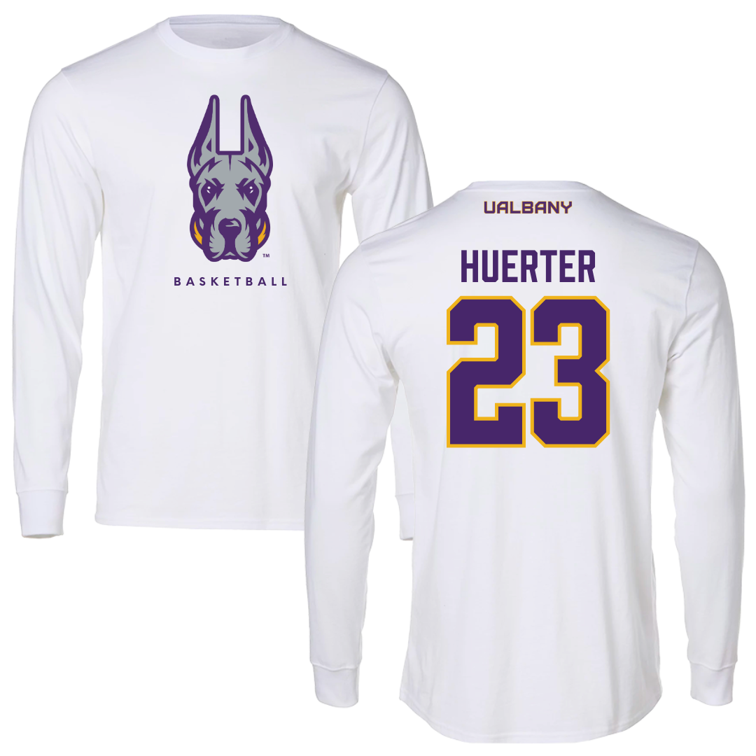 University at Albany Basketball White Long Sleeve  - #23 Meghan Huerter