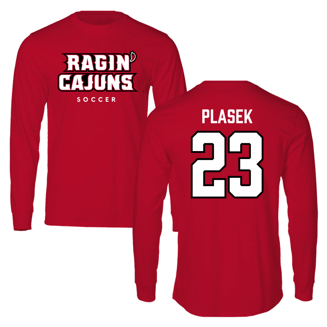 University of Louisiana at Lafayette Soccer Red Long Sleeve  - #23 Liberty Plasek