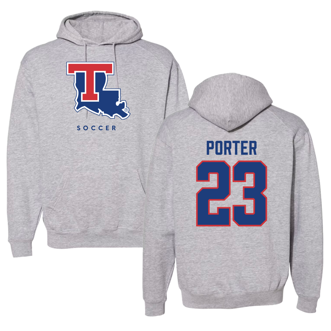 Louisiana Tech University Soccer Gray Hoodie  - #23 Jordan Porter