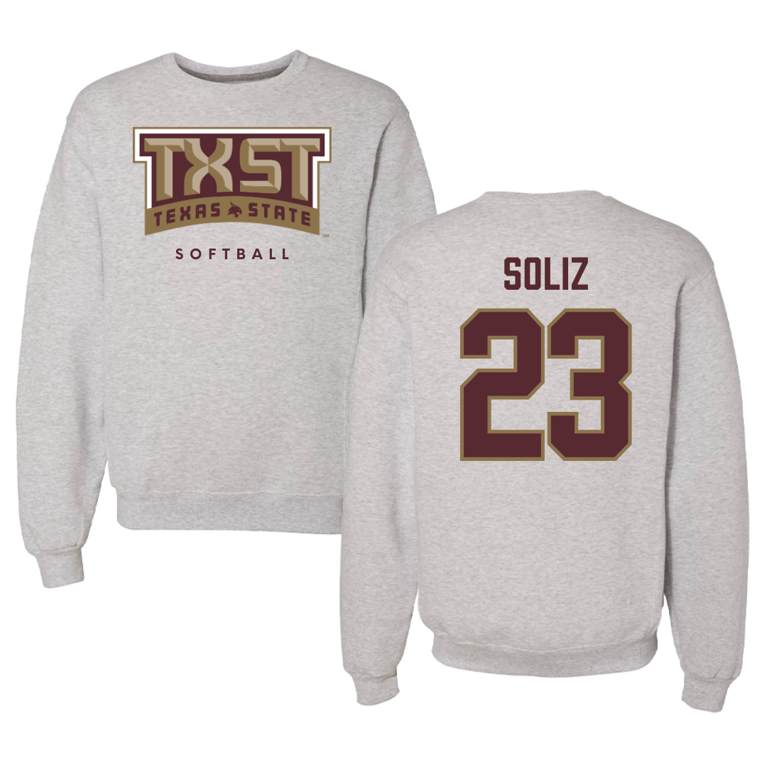 Texas State University Softball Gray Crewneck  - #23 Analisa Soliz