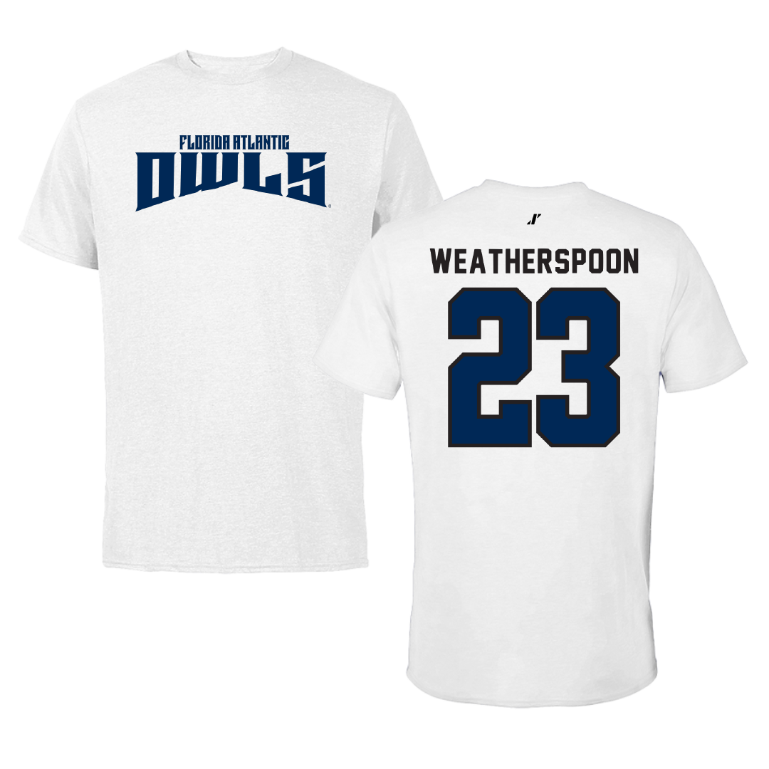 Florida Atlantic University Basketball White Classic Performance Tee - #23 Brandon Weatherspoon