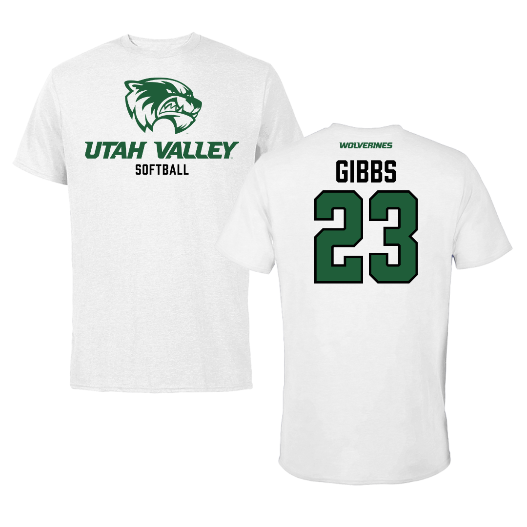 Utah Valley University Softball White Tee  - #23 Megan Gibbs