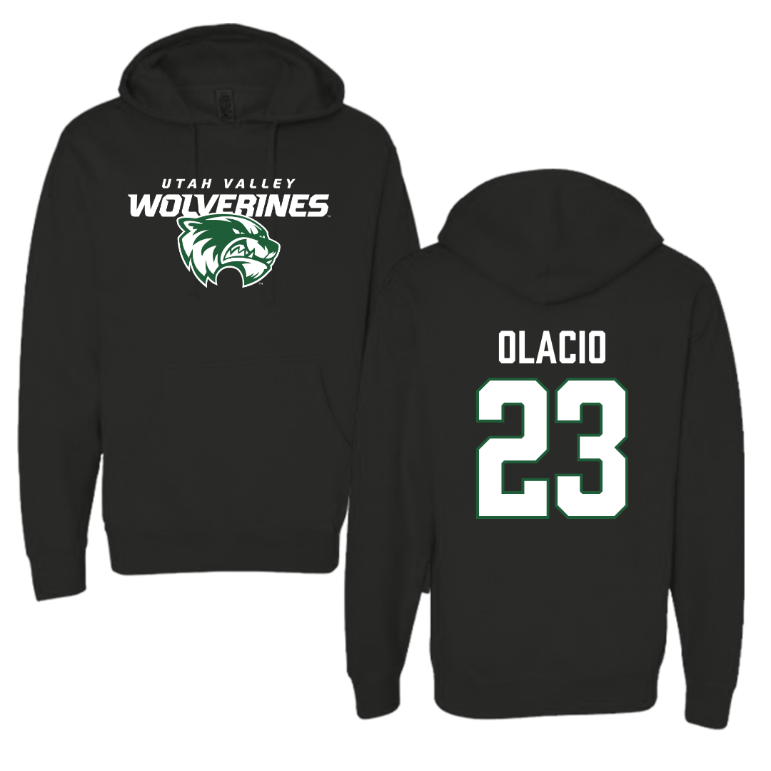 Sudadera con capucha negra de fútbol de la Universidad del Valle de Utah - #23 Leon Olacio