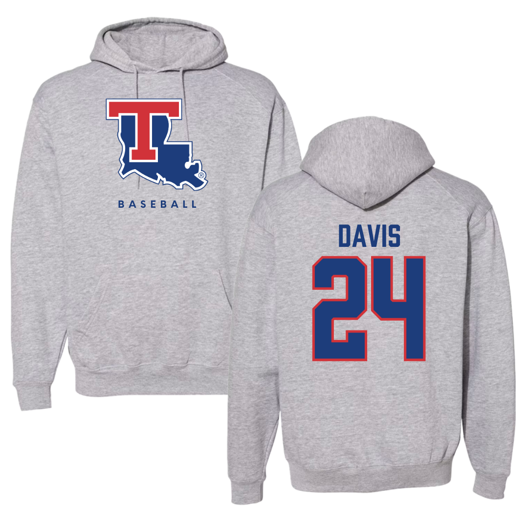 Louisiana Tech University Baseball Gray Hoodie  - #24 Dalton Davis