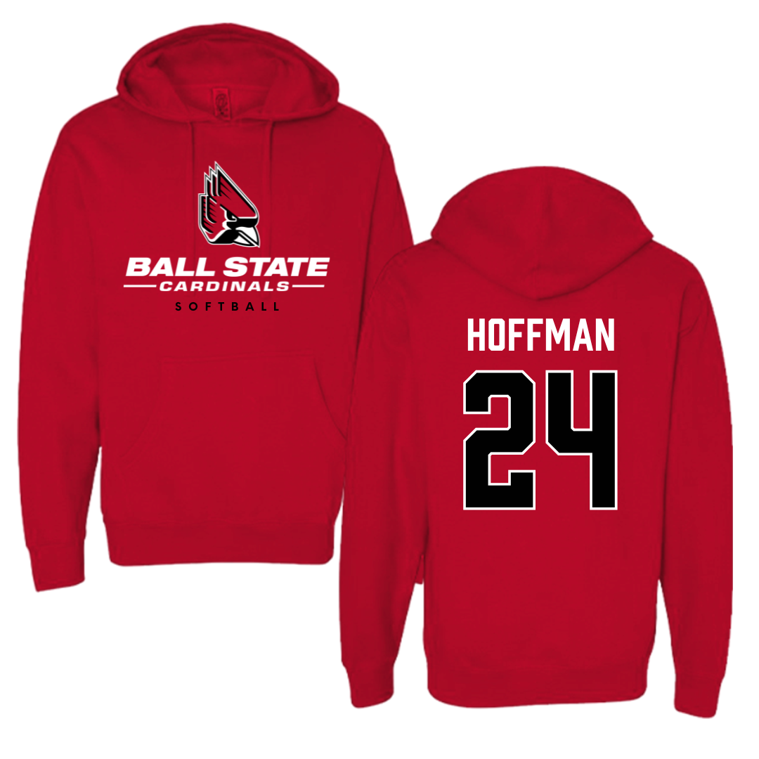Ball State University Softball Red Hoodie  - #24 Jessica Hoffman