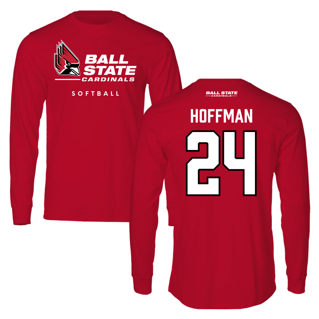 Ball State University Softball Red Long Sleeve  - #24 Jessica Hoffman