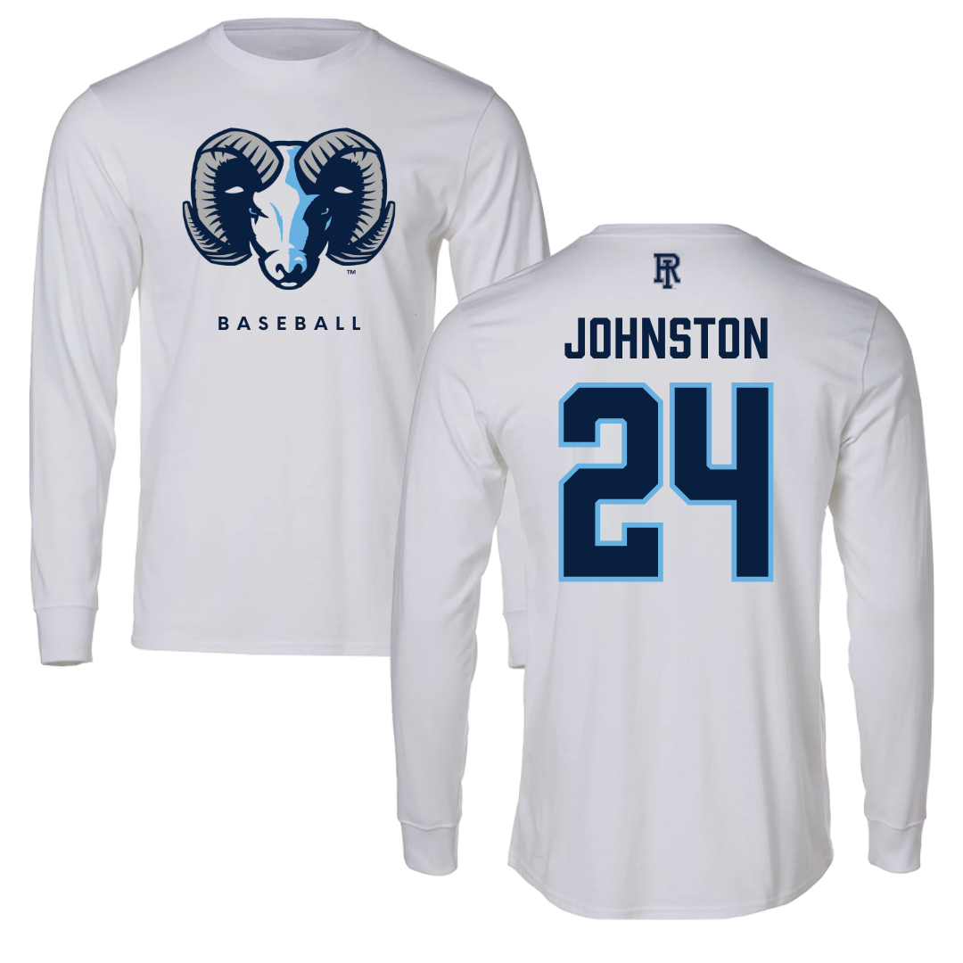 University of Rhode Island Baseball White Long Sleeve  - #24 Connor Johnston