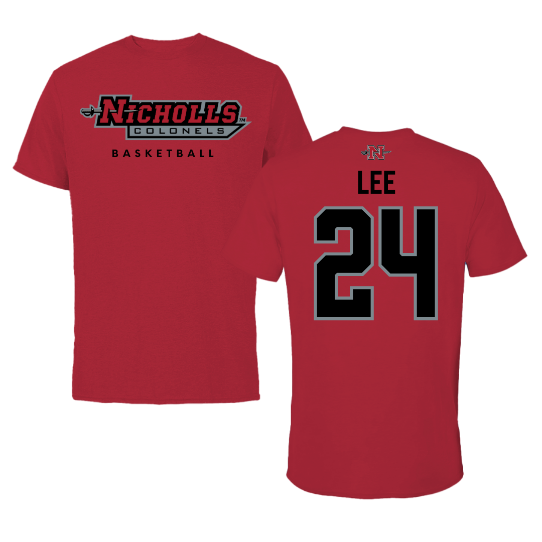 Nicholls State University Basketball Red Tee  - #24 Khia Lee