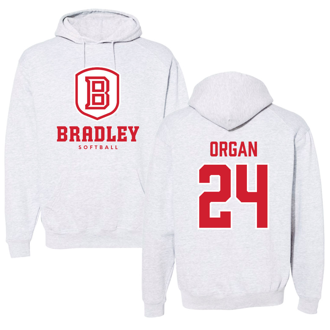 Bradley University Softball Gray Hoodie  - #24 Hannah Organ