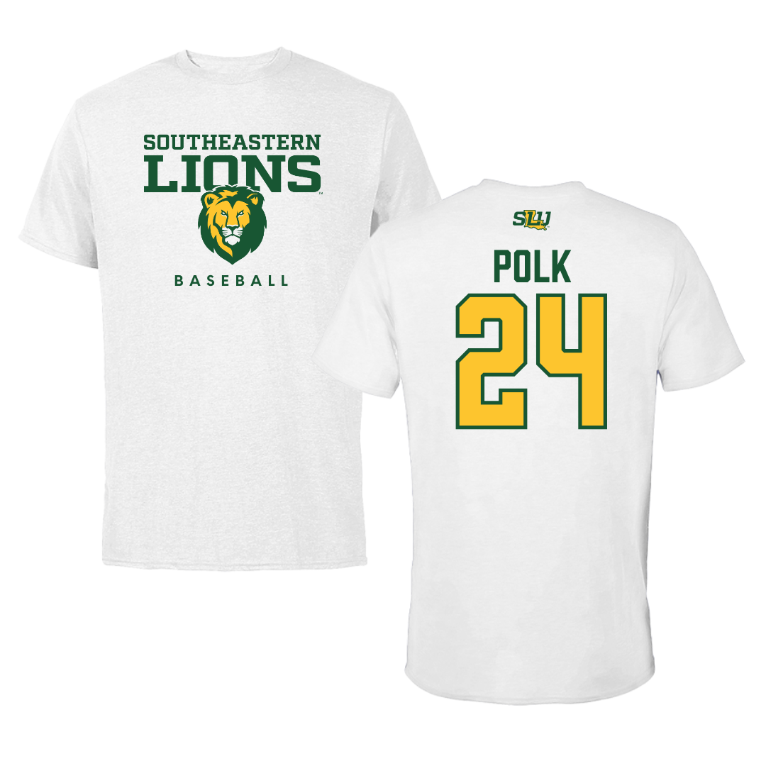 Southeastern Louisiana University Baseball White Tee  - #24 Lakin Polk