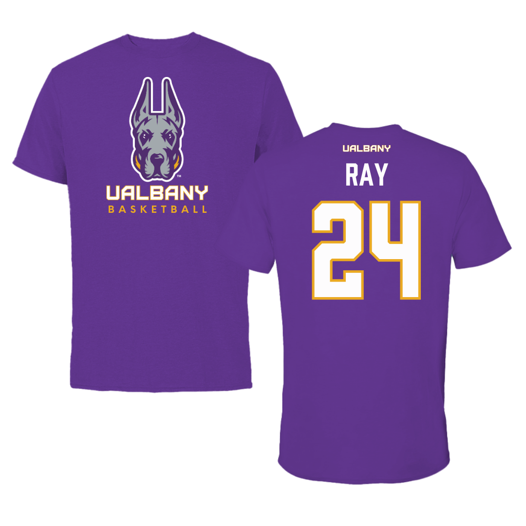 University at Albany Basketball Purple Tee  - #24 Abby Ray