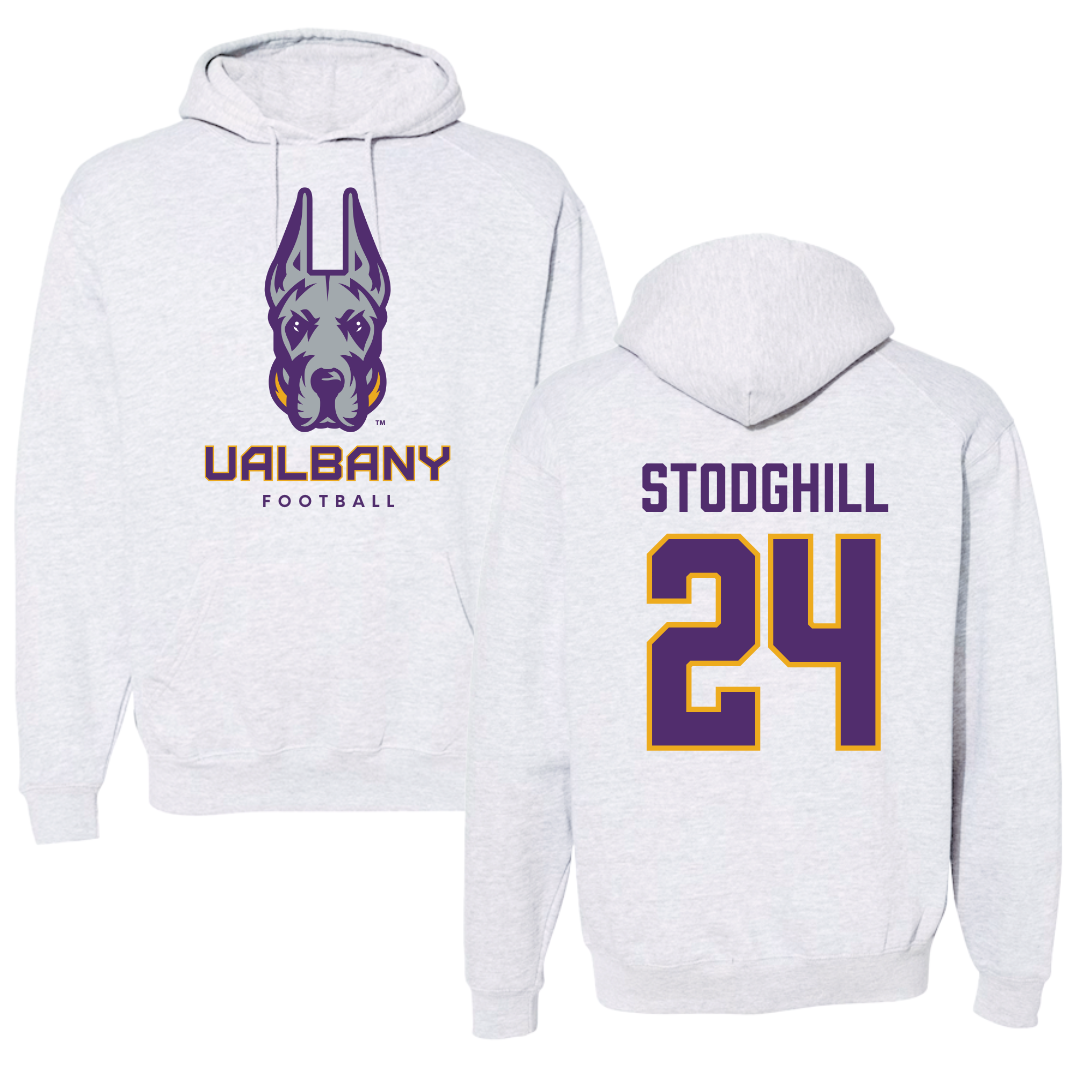 University at Albany Football Gray Hoodie  - #24 Cam Stodghill