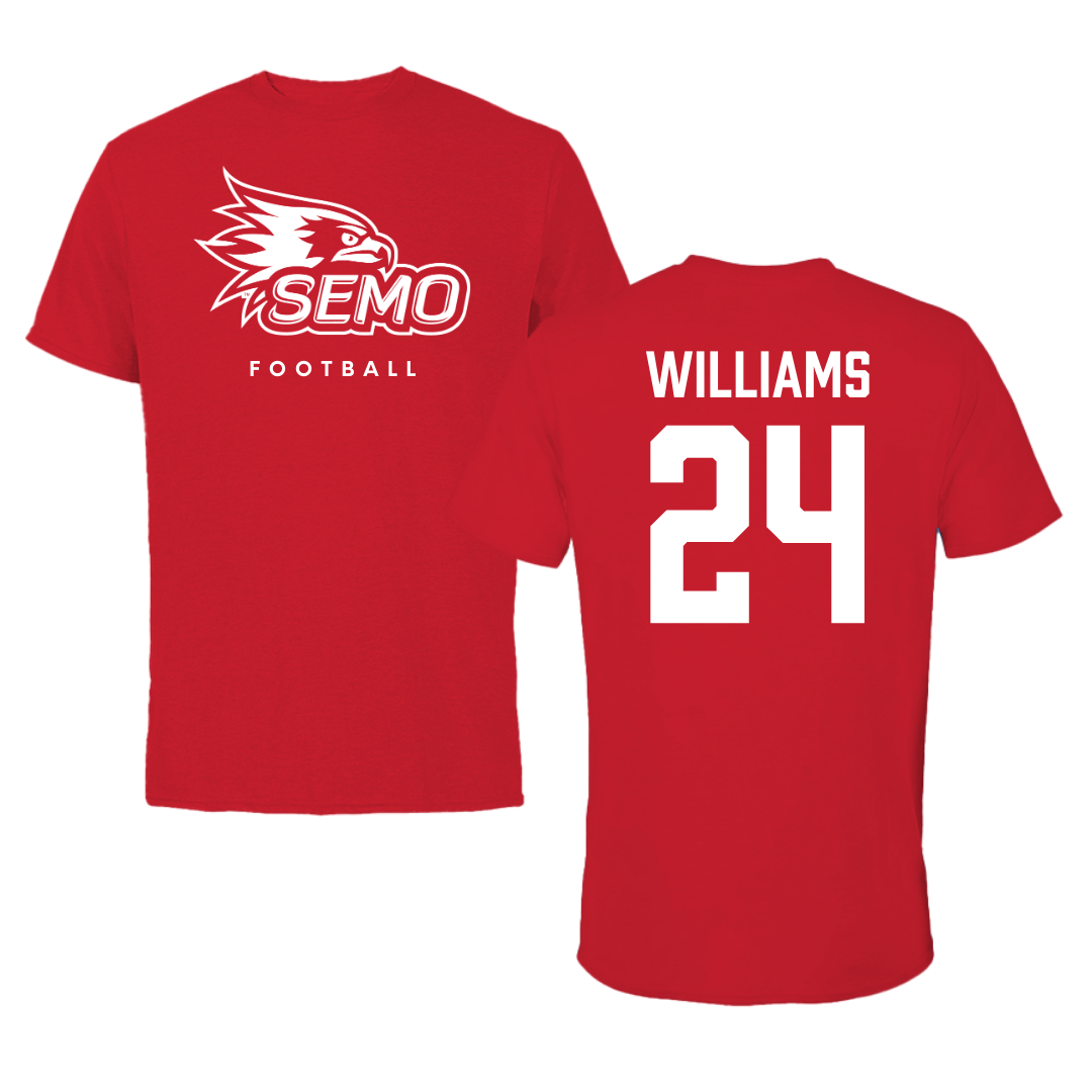 Southeast Missouri State University Football Red Tee  - #24 JaQori Williams