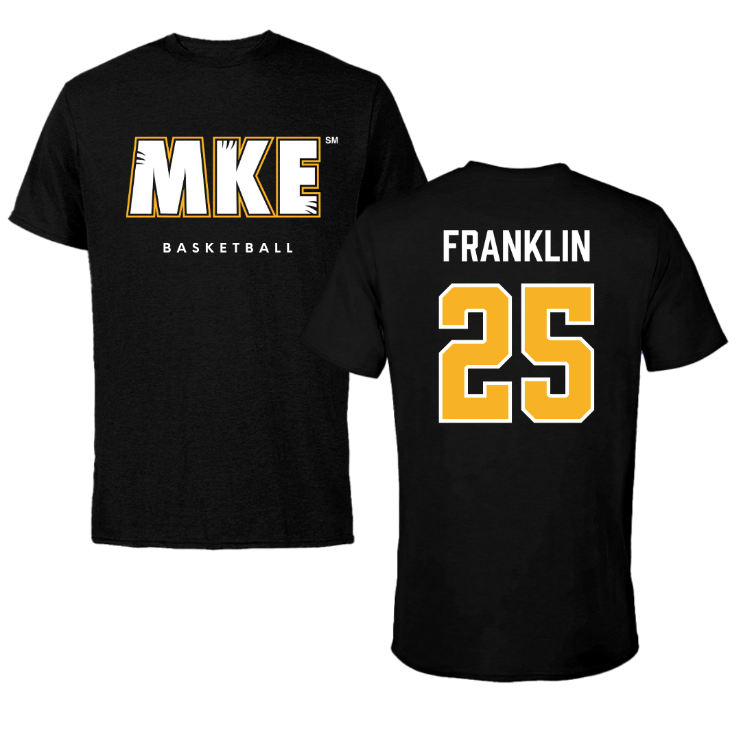 University of Wisconsin-Milwaukee Basketball Black Tee  - #25 Aaron Franklin