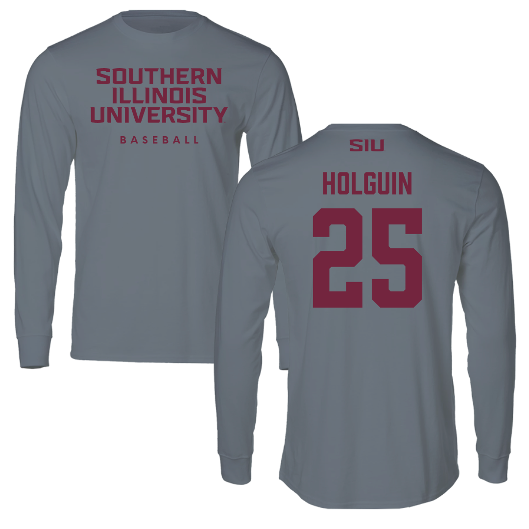 Southern Illinois University at Carbondale Baseball Gray Long Sleeve  - #25 Al Holguin