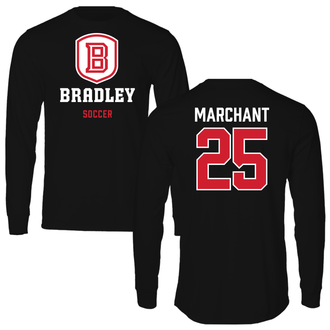 Bradley University Soccer Black Block Long Sleeve - #25 Christopher Marchant