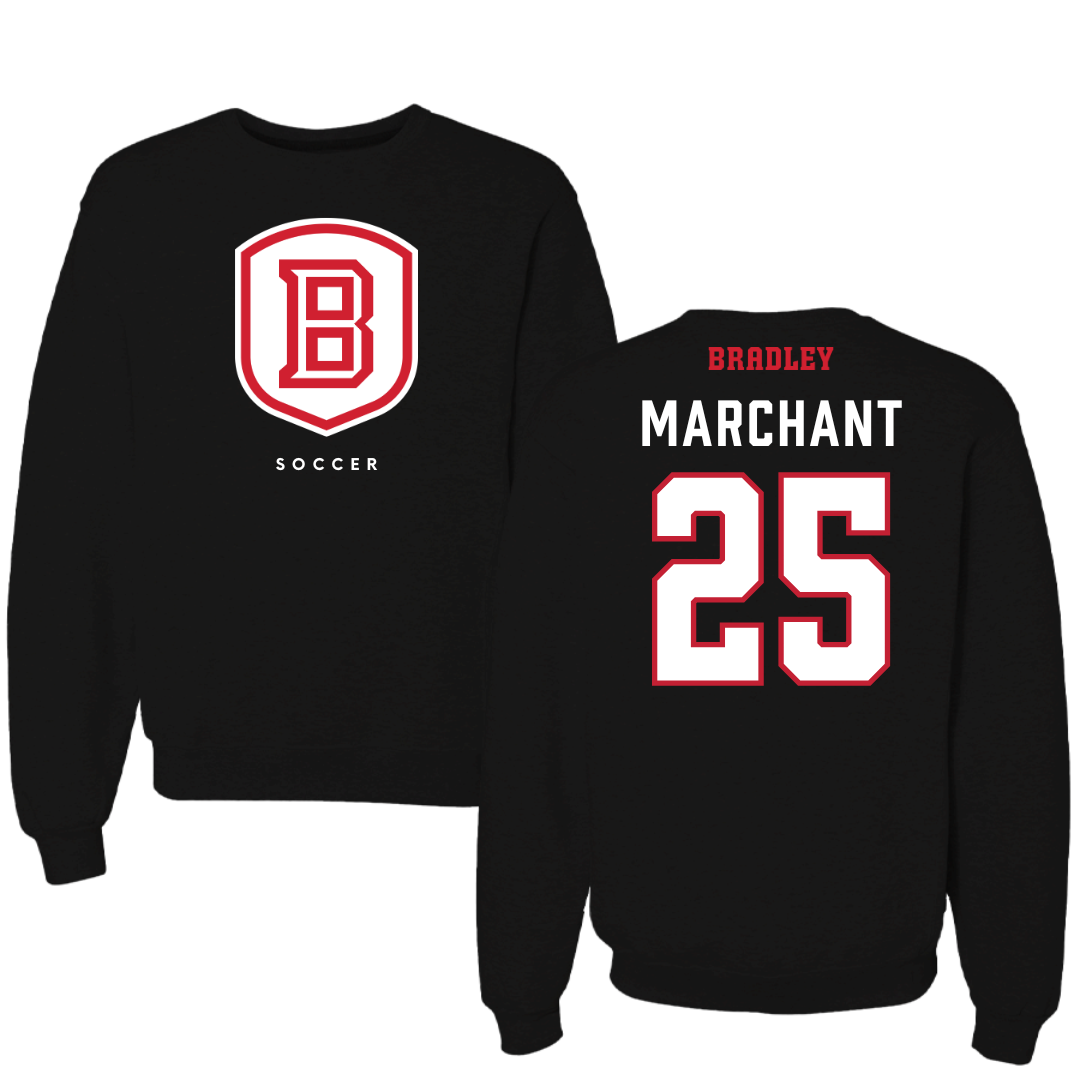 Bradley University Soccer Black Crewneck  - #25 Christopher Marchant