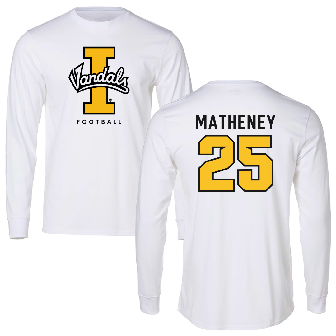 University of Idaho Football White Vandals Long Sleeve - #25 Carlos Matheney