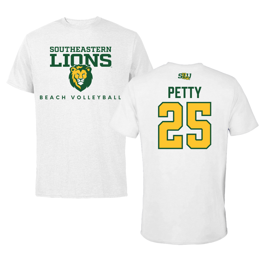 Southeastern Louisiana University Beach Volleyball White Tee  - #25 Carley Petty