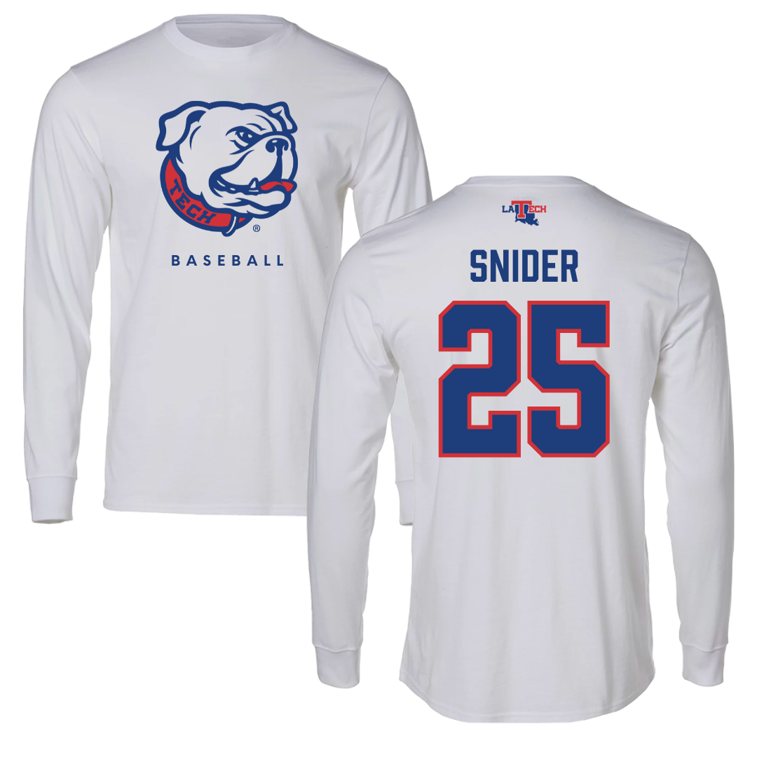 Louisiana Tech University Baseball White Long Sleeve  - #25 Reid Snider