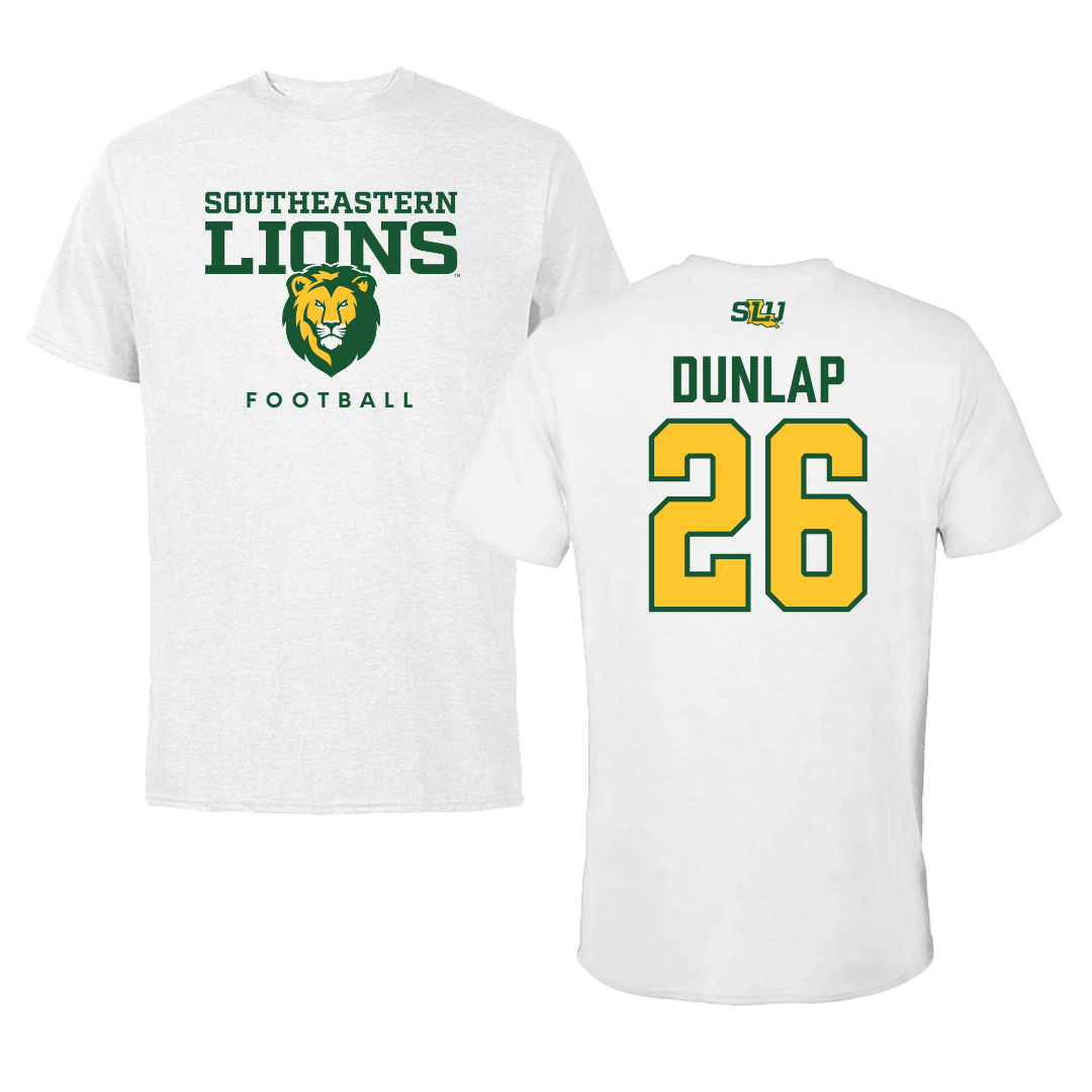 Southeastern Louisiana University Football White Tee  - #26 Austin Dunlap