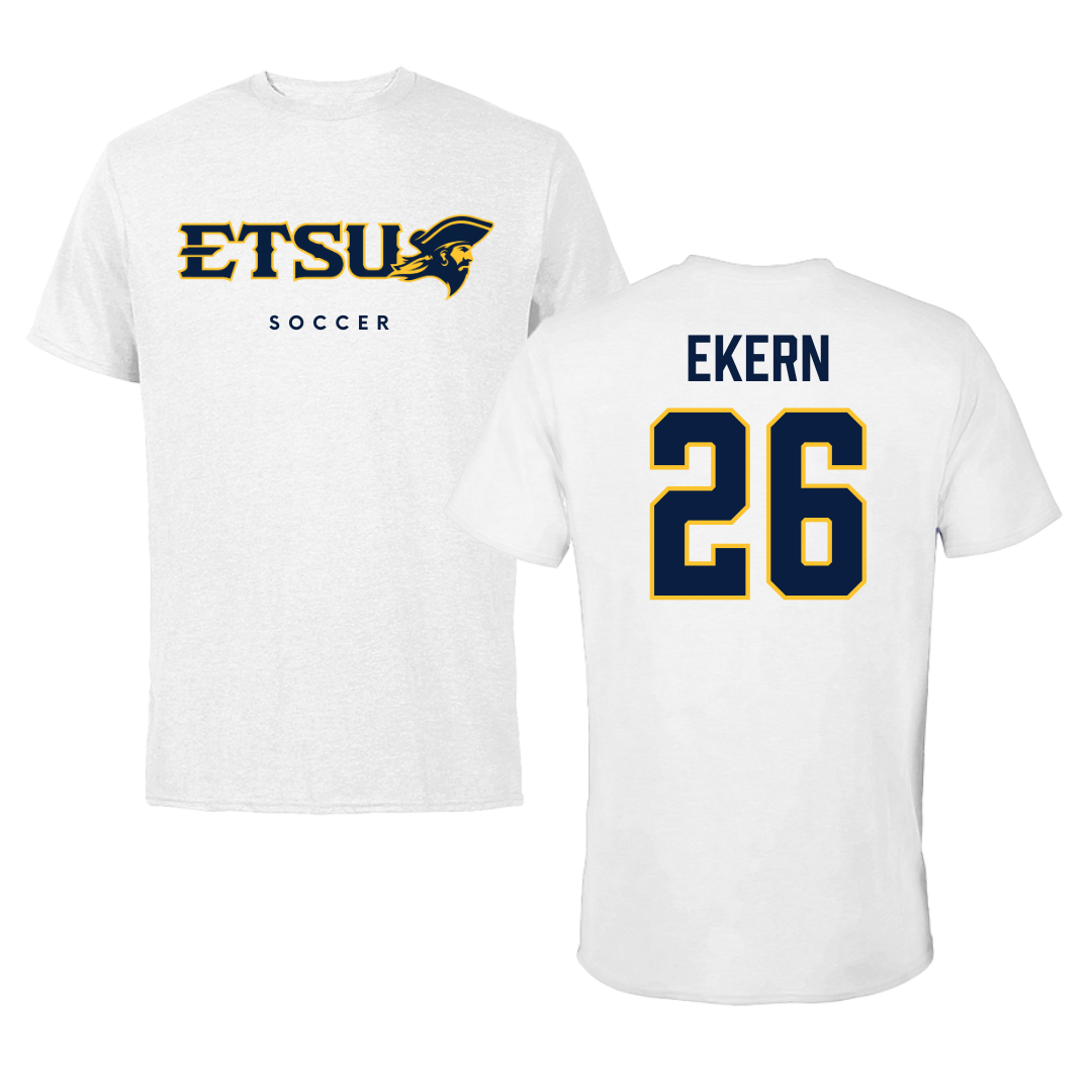 East Tennessee State University Soccer White Tee  - #26 Annabelle Ekern