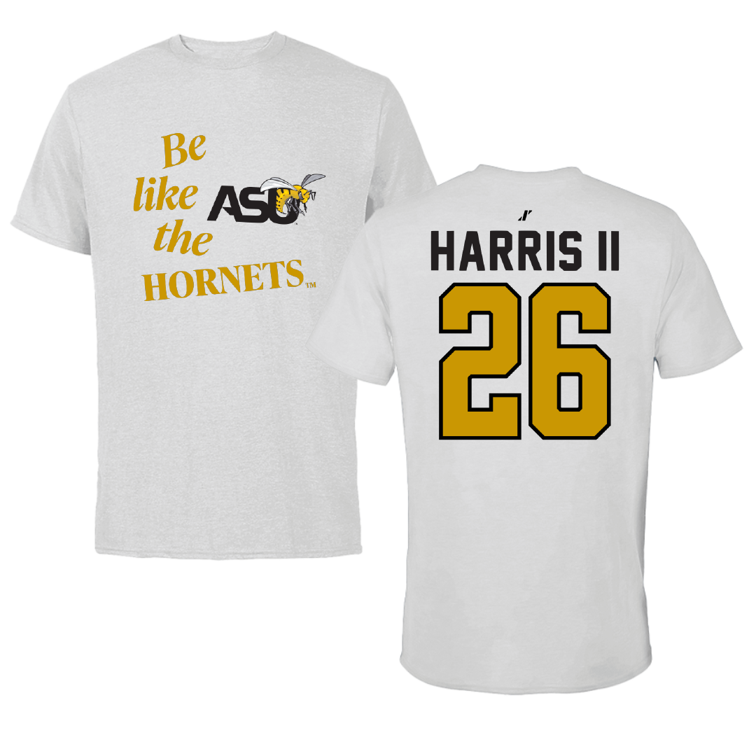 Alabama State University Football Light Gray Be Like Us Tee - #26 Marcus Harris II