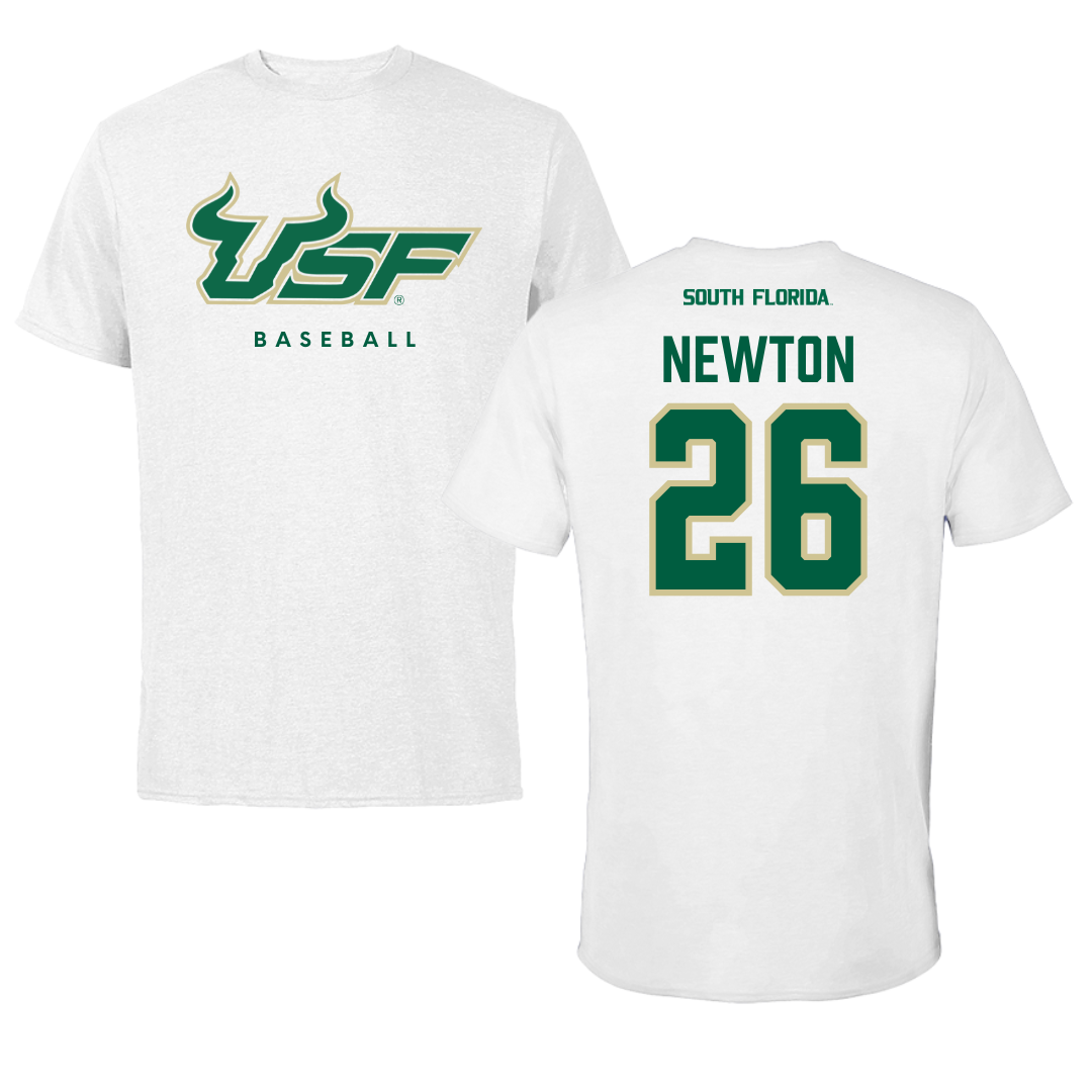 University of South Florida Baseball White Tee  - #26 Austin Newton