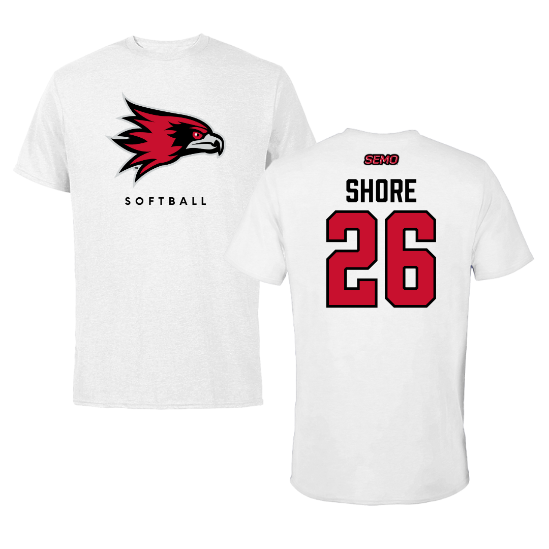 Southeast Missouri State University Softball White Tee  - #26 Aubrie Shore
