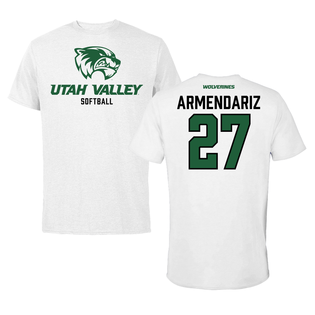 Utah Valley University Softball White Tee  - #27 Payge Armendariz